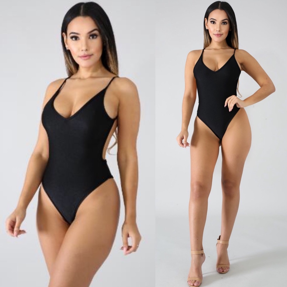 Women's Sexy Nylon Black Bodysuit - Picture 4 of 5